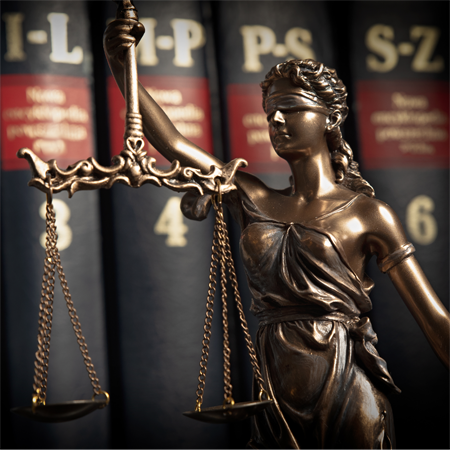 This is a Top Collection bronze-finished Lady Justice statue, featuring her traditional blindfold and balancing scales.