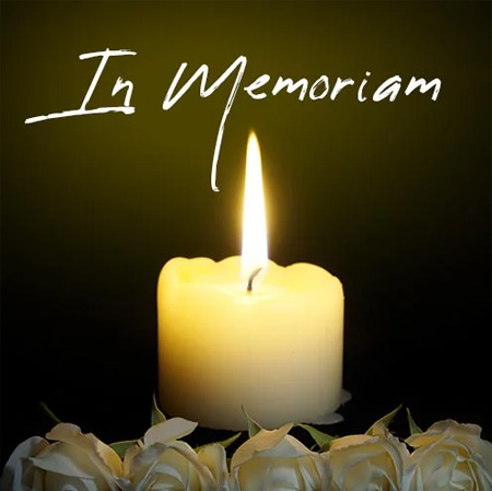 This image features a white candle burning against a dark background, accented by white roses.